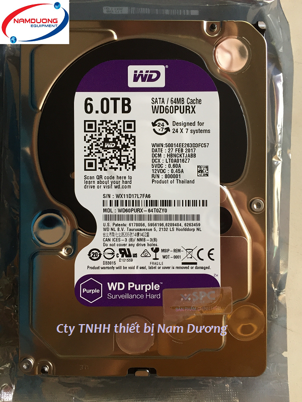 Ổ cứng gắn trong Western Purple 6TB